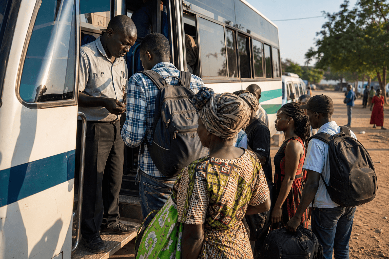 Passengers boarding with ticket check